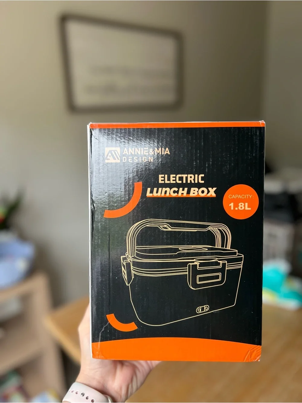 Annie & Mia Electric Lunch Box - Black & Orange (1.8L)